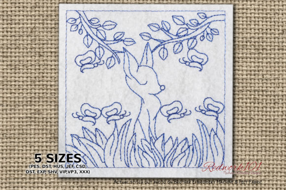Baby Fox Meditating in Jungle Embroidery