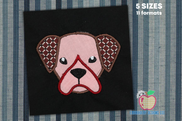 Boxer Dog Head Applique