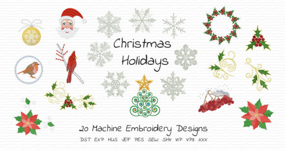 Christmas Holidays Embroidery Bundle
