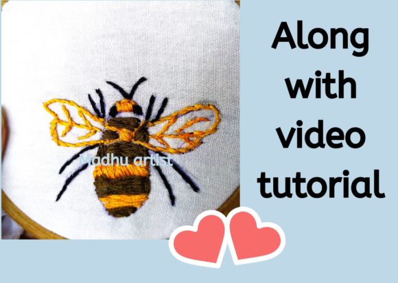 Honey Bee Embroidery Craft Graphic