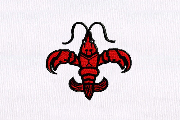 Red Crayfish Embroidery Design