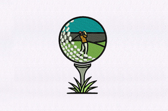 Scenic Golf Ball Embroidery Design