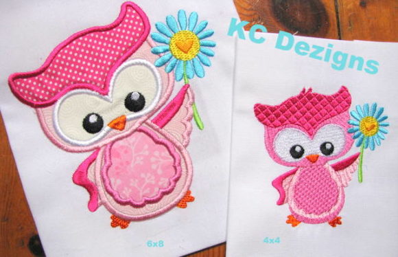 Spring Owl with Flower Embroidery Design